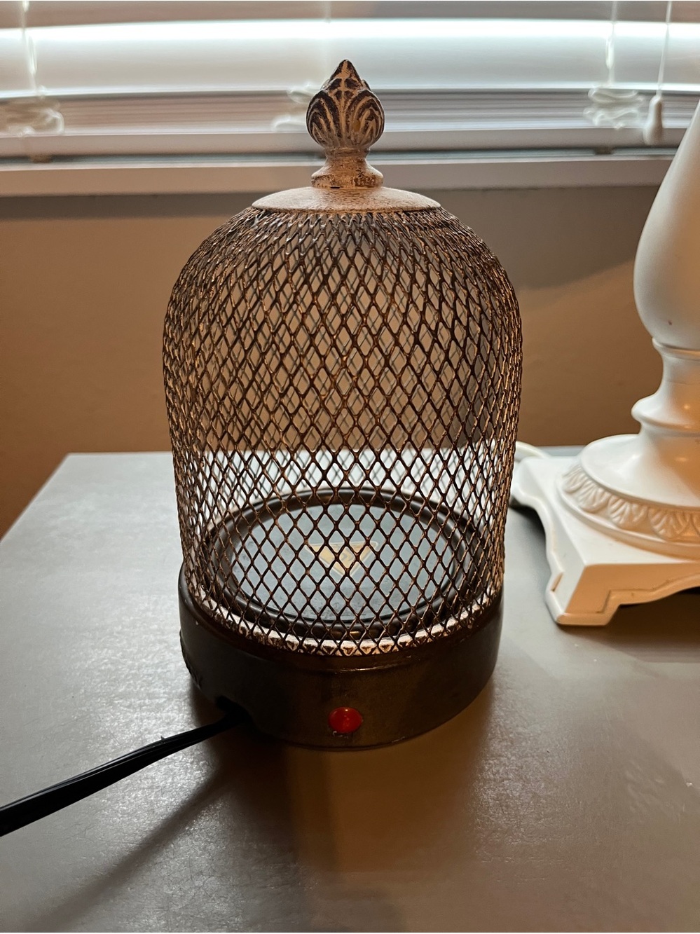 Scentsy Retired Birdcage Candle Warmer Bronze and Cream Weathered Mesh Cage